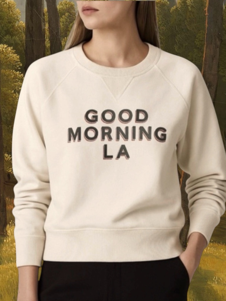 Sale New Nili Lotan 'Good Morning Laâ Graphic Crewneck Sweatshirt